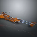 Orange Industrial Motorcycle With Metal Frame Long Handlebars And Unique Design