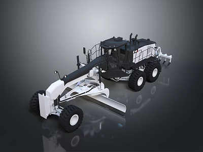 Modern Heavy Duty Road Grader With Large Tires And Front Blade 3d model