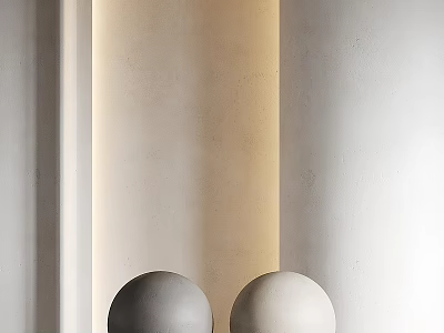 Gray and Beige Spherical Decorative Components with Vertical Wall Lines in Interior 3d model