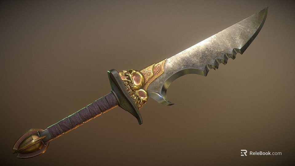 gold one-handed sword 3d model