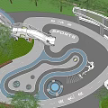 Circular profiled landscape square 3d model