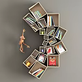 Creative Spiral Bookshelf With Multiple Compartments Holding Books And Decorative Items 3d model