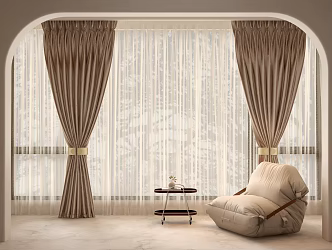 French American Curtain Lazy Sofa 3d model