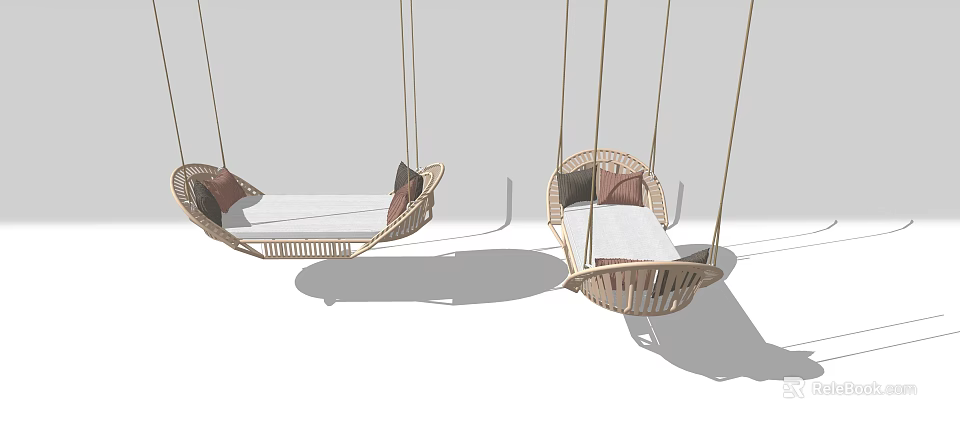 Modern Rattan Outdoor Swing Chair With Cushioned Seat And Hanging Design 3d model 
