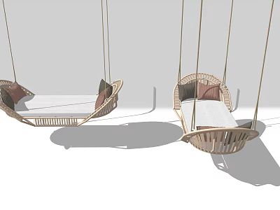 Modern Rattan Outdoor Swing Chair With Cushioned Seat And Hanging Design 3d model