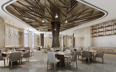 Modern Restaurant Hall 3d model