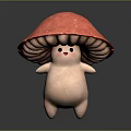 Cute Mushroom Shaped Game Movie Character 3D Design With Pink Body And Smiling Face 3d model