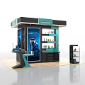 LUXE NOVA Mall Counter Featuring Modern Design Display Shelves Cosmetics Products And Large Billboard