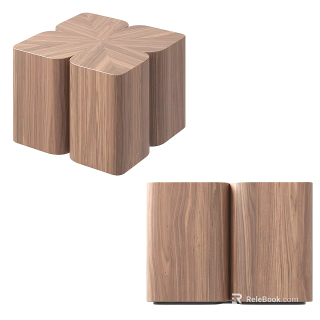 Elegant Walnut Wood Side Table with Unique Geometric Structure and Smooth Surface 3d model 