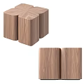Elegant Walnut Wood Side Table with Unique Geometric Structure and Smooth Surface
