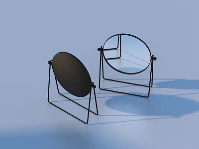Modern Round Household Items With Black Metal Stands And Transparent Dark Panels 3d model