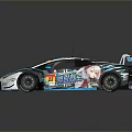 Race Car With Anime Girl Graphics Blue White Color Scheme And Rear Spoiler