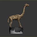 Woven Giraffe Sculpture Decorative Art Piece Display On Black Circular Base