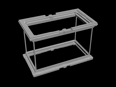 Grey Two Layer Frame Structure With Rectangular Design And Support Columns 3d model