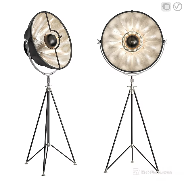 Modern Floor Lamps With Tripod Base And Round Reflective Shades For Studio Decor 3d model 