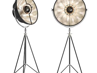 Modern Floor Lamps With Tripod Base And Round Reflective Shades For Studio Decor 3d model