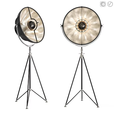 Modern Floor Lamps With Tripod Base And Round Reflective Shades For Studio Decor 3d model