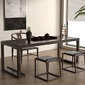 Modern Tea Table and Chair Combination Solid Wood Tea Table Tea Table 3d model