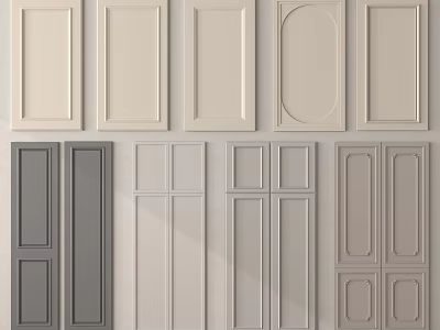 Wainscoting Panels With Various Designs In Beige And Gray Neutral Tones 3d model