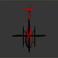 Red Helicopter With Transparent Cockpit Black Propellers And Landing Gear On Dark Background