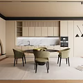 Modern dining room table and chair cabinet chandelier 3d model