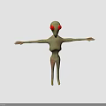 Alien Creature Featuring Red Eyes Outstretched Arms And Green Skin Spots