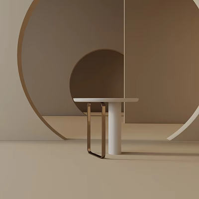 Modern Minimalist Side Table With White Tabletop And Metal Frame In Neutral Tones 3d model