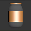 Contemporary Gray Jar Design Featuring Shiny Orange Metallic Band And Lid