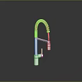 Modern Silver Kitchen Faucet With Curved Hose Lever Handle And Reflective Finish