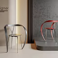 Modern Design Leisure Chairs in Gray and Red with Metal Frames for Designer