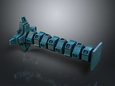 Mechanical Industrial Equipment With Metal Structure Long Strip And Shiny Connected Modules 3d model