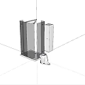 Modern Minimalist Bathroom With Glass Shower Enclosure White Storage Cabinet And Towel