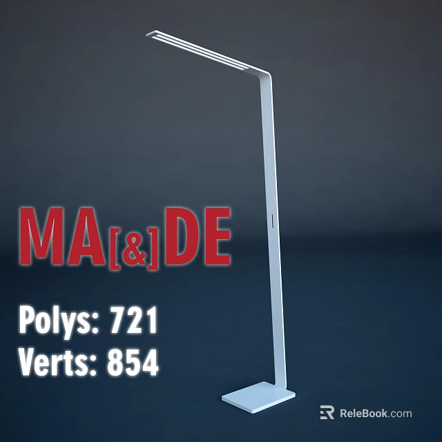 Sleek Floor Lamp 3D Model Featuring 721 Polys and 854 Verts Details 3d model
