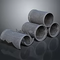 Gray Metal Pipes Stacked with Damaged Ends for Hardware Tools Application 3d model