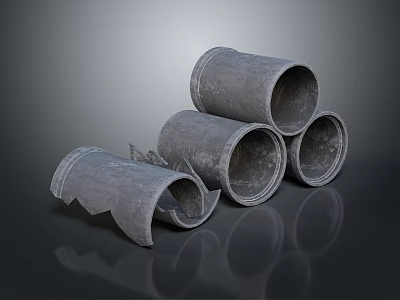 Gray Metal Pipes Stacked with Damaged Ends for Hardware Tools Application 3d model