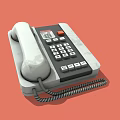 Vintage Landline Phone With Handset Keypad And Coiled Cord On Orange Background