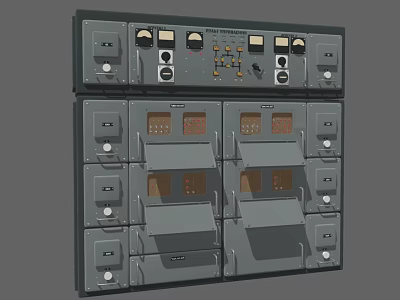 Heavy Duty Electrical Industrial Equipment With Control Panels Meters Buttons And Drawer Units 3d model