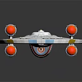 Detailed Spaceship Model With Disc Shaped Design NCC 1864 Blue White Paint And Engine Details