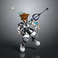 Anime Character In Black And White Outfit With Key Shaped Weapon And Star Accessories