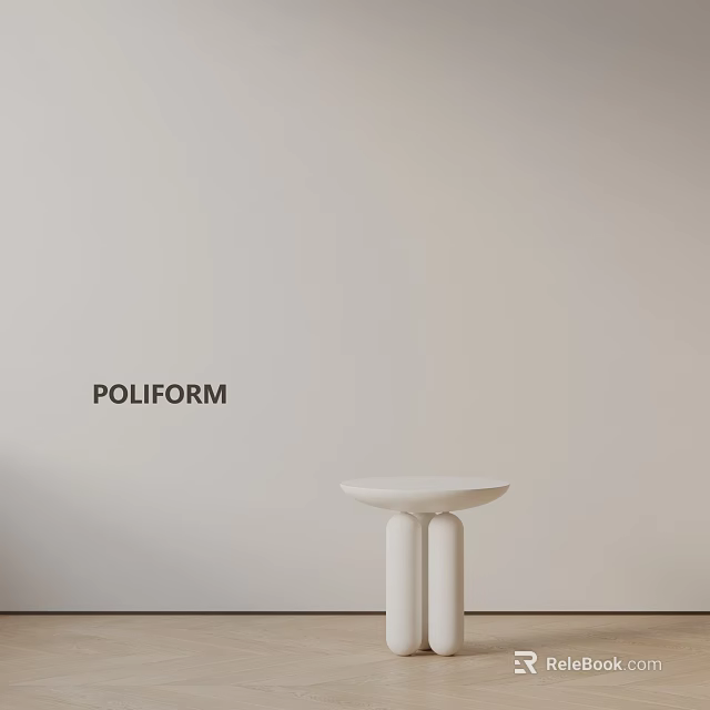 White Modern Minimalist Poliform Side Table With Round Top And Cylindrical Legs 3d model