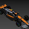 Orange And Black Formula 1 Racing Car With Velo Chrome Sponsors And Colorful Wheel Rims