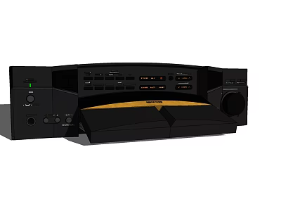 Headphone Audio System with Black Design Multiple Buttons Knobs and Yellow Accent Strip 3d model