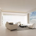 Modern Living Room Interior With White Sofa Coffee Table And Large Windows 3d model