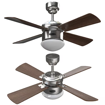 Modern Ceiling Fan With Wooden Blades Metal Base And Light Fixture 3d model