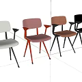 Modern Single Chair With White Upholstered Seat Black Metal Frame And Armrests