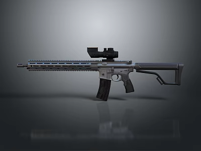 Modern Tactical Rifle With Optic Scope Rail System And Ergonomic Grip 3d model