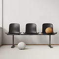Modern Black Public Chairs With Metal Frame And Decorative Spheres In Minimalist Interior
