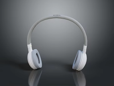 Modern White Gray Over Ear Computer Headphones with Sleek Comfortable Design 3d model