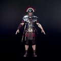Roman Soldier Man In Ancient Armor With Plumed Helmet Standing Pose Historical Costume