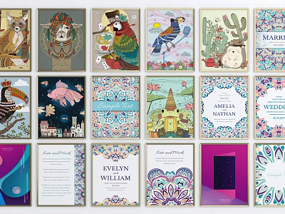 Diverse Decorative Art Prints With Animal Scenes Geometric Patterns And Name Designs 3d model